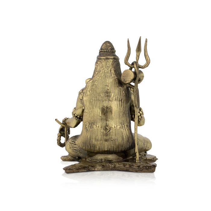 Shivan Statue - 4 x 3.25 Inches |Sitting Shiva Statue/ Brass Idol for Pooja/ 300 Gms Approx