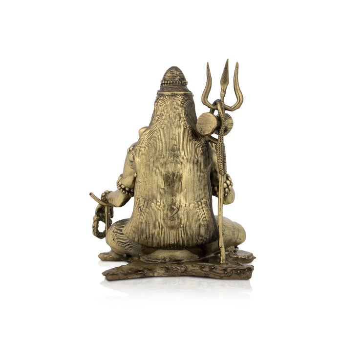 Shivan Statue - 4 x 3.25 Inches |Sitting Shiva Statue/ Brass Idol for Pooja/ 300 Gms Approx - Brass Murties