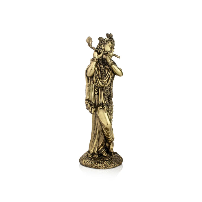 Krishnan Statue - 10 x 3.5 Inches | Brass idol/ Krishna Flute Statue for Pooja/ 730 Gms Approx
