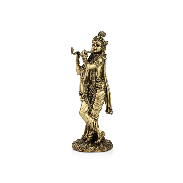 Krishnan Statue - 10 x 3.5 Inches | Brass idol/ Krishna Flute Statue for Pooja/ 730 Gms Approx - Brass Murties