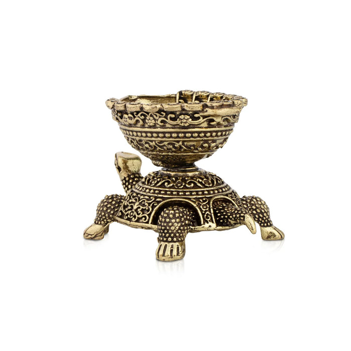 Tortoise Lamp - 2 x 3 Inches | Brass Idol/ Tortoise Deep for Pooja/ 120 Gms Approx - Decorative Lamp
