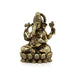 Ganesh Murti Sitting On Flower Base - 3 x 2 Inches | Brass Idol/ Antique Polish Ganpati Murti for Pooja - Brass Murties