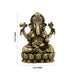 Ganesh Murti Sitting On Flower Base - 3 x 2 Inches | Brass Idol/ Antique Polish Ganpati Murti for Pooja - Brass Murties