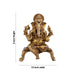 Ganesh Murti Sitting On Chowki - 2 X 1.5 Inches | Brass Idol/ Ganpati Murti For Pooja Mandir & Festive Decor - Brass Murties