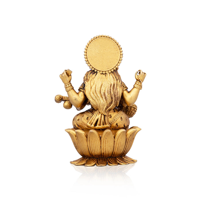 Saraswati Murti Sitting On Lotus Base - 3.75 x 2.5 Inches | Brass Idol/ Maa Saraswati Statue for Pooja - Brass Murties