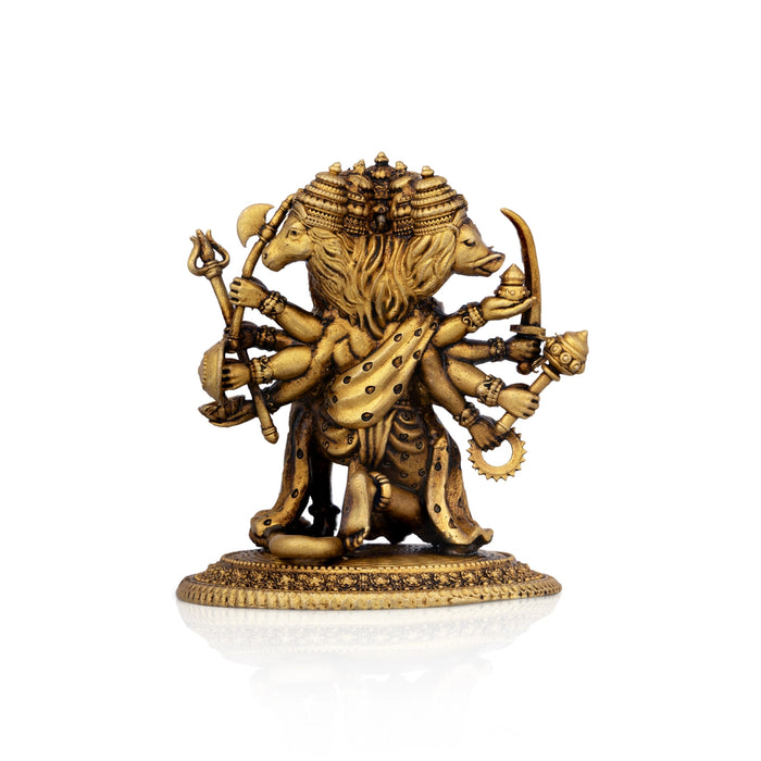Panchmukhi Hanuman Statue Mandi On Base - 3 x 2.75 Inches | Brass Idol/ Panchamukha Hanuman Idol for Pooja - Brass Murties