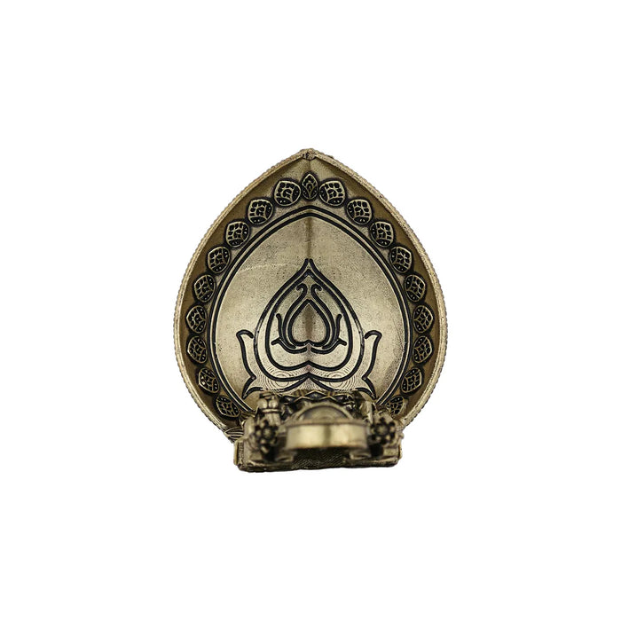 Lakshmi with Deepam- 3.5 x 2.25 Inches | Antique Brass Vilakku / Oil Lamp / Diya For Home & Pooja - Deity Lamps