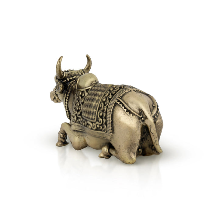 Nandi Murti - 0.75 x 1.5 Inches | Antique Brass Idol/ Nandi Statue/ Nandi Bhagavan / NandiDeva / Decor For Pooja - Brass Murties