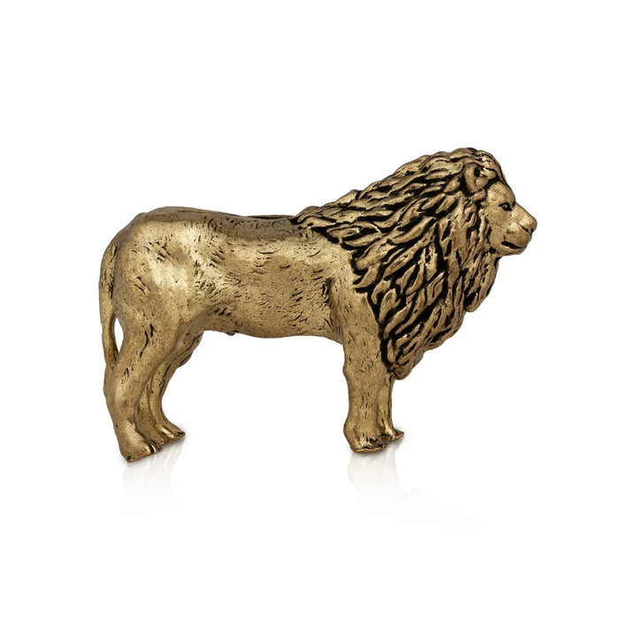 Lion Statue - 2.5 X 1.5 Inches | Brass Idol/ Lion Sculpture/ Lion Idol For Home Decor, Office Desk And Gifting