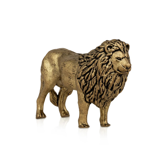 Lion Statue - 2.5 X 1.5 Inches | Brass Idol/ Lion Sculpture/ Lion Idol For Home Decor, Office Desk And Gifting