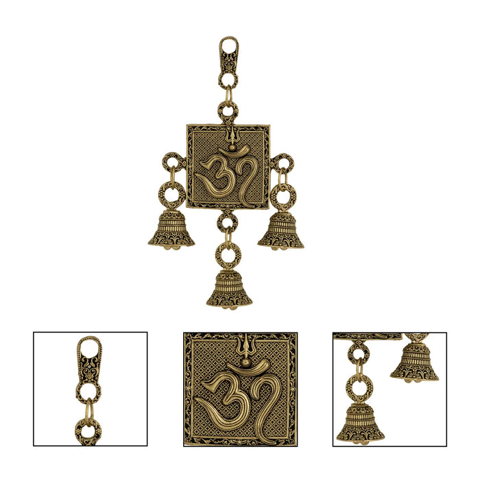 Brass Vastu Bell – 6.5 x 3 Inches | 2 Pcs Set / Om Hanging Bell / Brass Ghanti / Decorative Wall Hanging