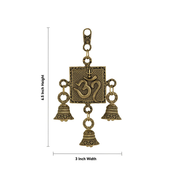 Brass Vastu Bell – 6.5 x 3 Inches | 2 Pcs Set / Om Hanging Bell / Brass Ghanti / Decorative Wall Hanging