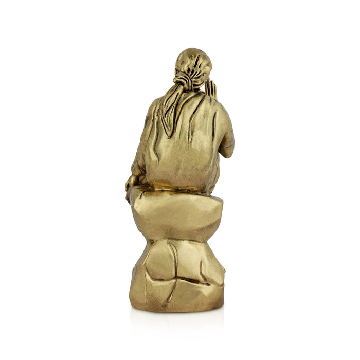 Saibaba Statue - 5 x 1.75 Inches | Antique Brass Idol / Saibaba Sitting Idol/ Shirdi Sai Baba Vigraham - Brass Murties