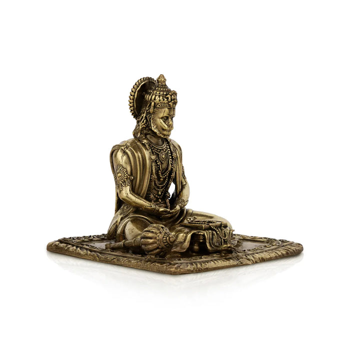 Hanuman Statue – 3 x 3.25 Inches | Brass Anjaneya Idol / Hanuman Murti for Home Temple & Pooja Decor