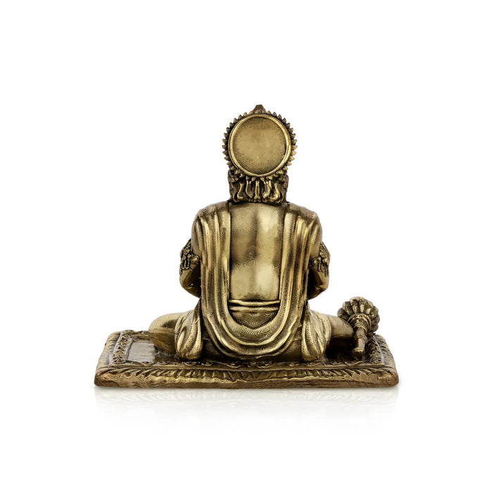 Hanuman Statue – 3 x 3.25 Inches | Brass Anjaneya Idol / Hanuman Murti for Home Temple & Pooja Decor