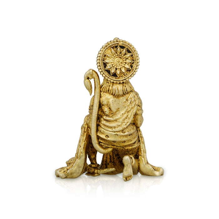 Anjaneya Statue - 2 x 1.5 Inches | Brass Idol/ Hanuman Statue/ Hanuman Murti Mandi for Pooja - Brass Murties