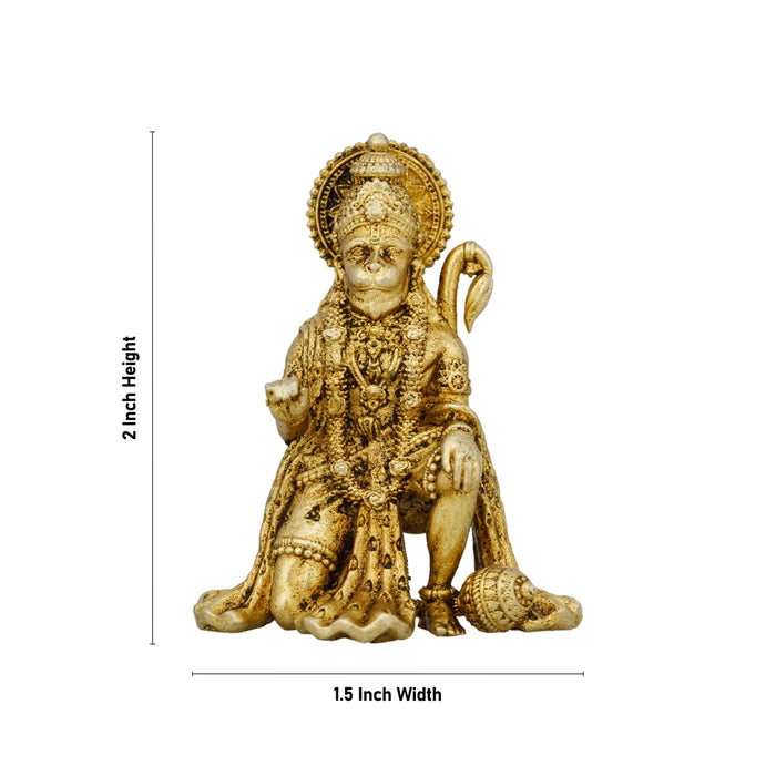 Anjaneya Statue - 2 x 1.5 Inches | Brass Idol/ Hanuman Statue/ Hanuman Murti Mandi for Pooja - Brass Murties