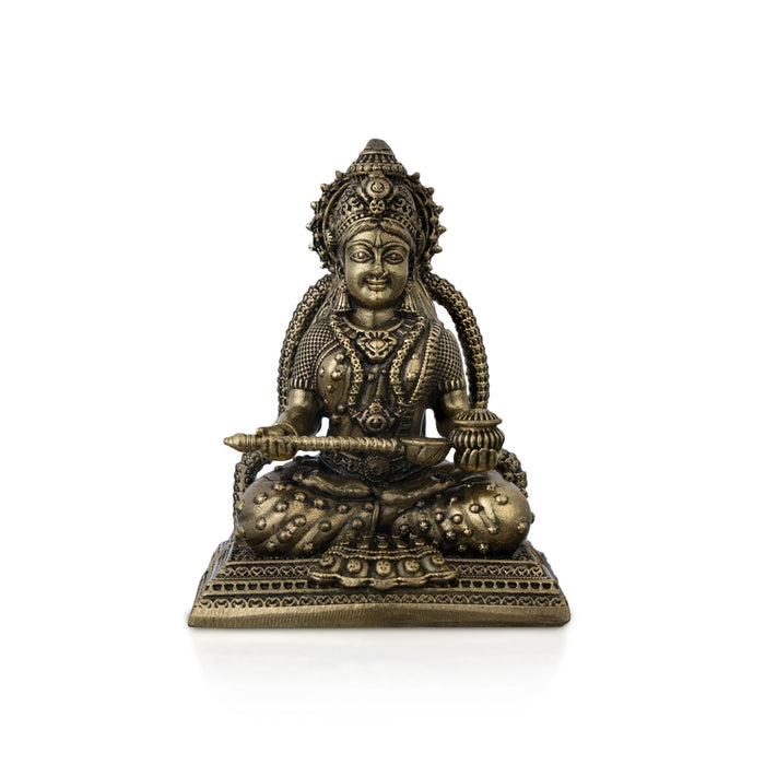 Annapoorni Sitting On Base Murti - 2.5 x 1.75 Inches | Antique Brass Idol/ Annapoorani Statue For Pooja