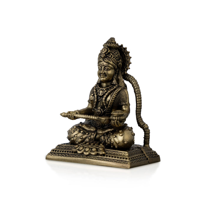 Annapoorni Sitting On Base Murti - 2.5 x 1.75 Inches | Antique Brass Idol/ Annapoorani Statue For Pooja