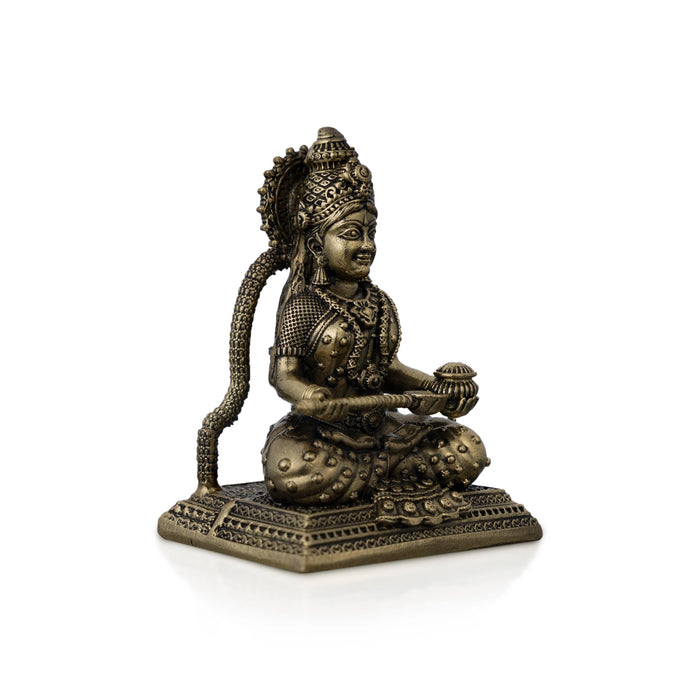 Annapoorni Sitting On Base Murti - 2.5 x 1.75 Inches | Antique Brass Idol/ Annapoorani Statue For Pooja