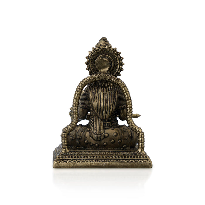 Annapoorni Sitting On Base Murti - 2.5 x 1.75 Inches | Antique Brass Idol/ Annapoorani Statue For Pooja
