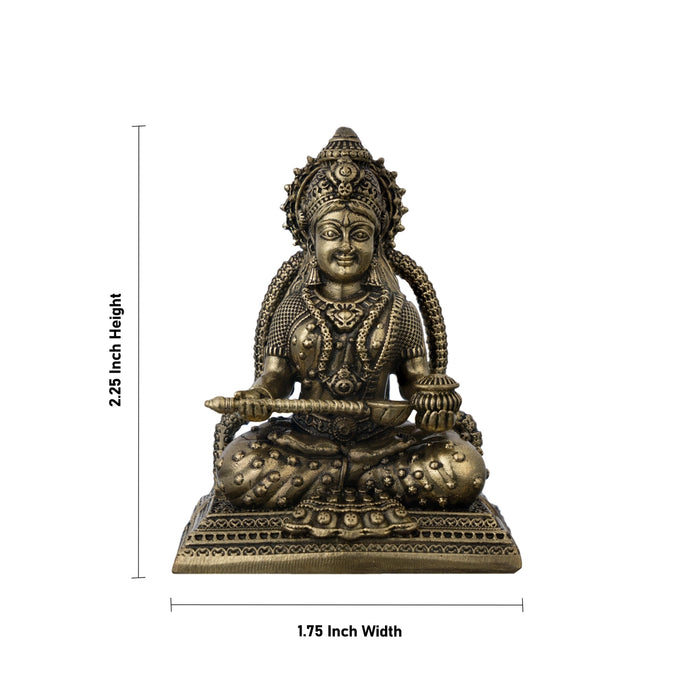 Annapoorni Sitting On Base Murti - 2.5 x 1.75 Inches | Antique Brass Idol/ Annapoorani Statue For Pooja