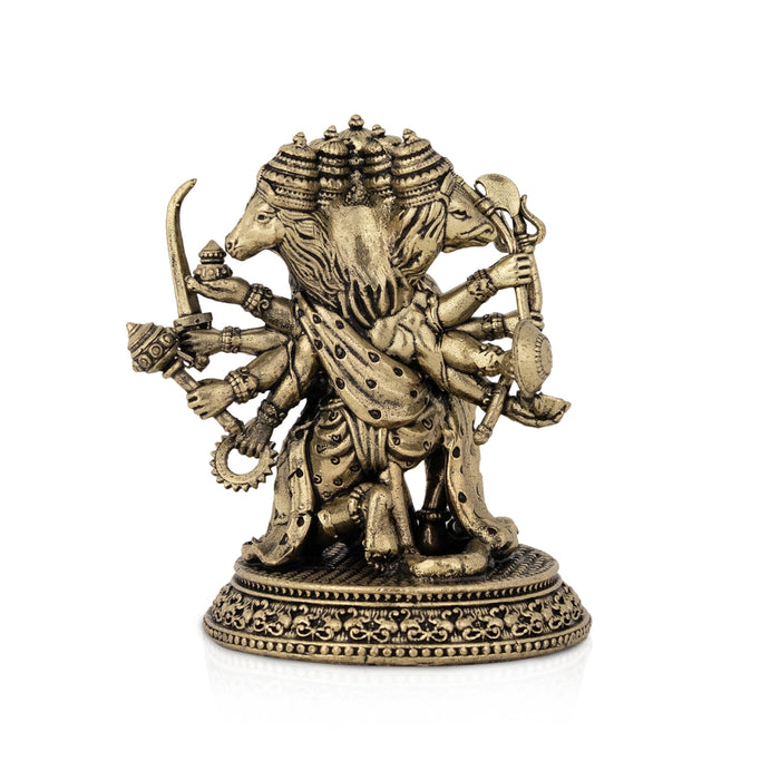 Panchamukha Hanuman Mandi On Base Murti -6 x 5 Inches | Antique Brass Statue/ Anjaneyar Statue For Home Decor - Brass Murties
