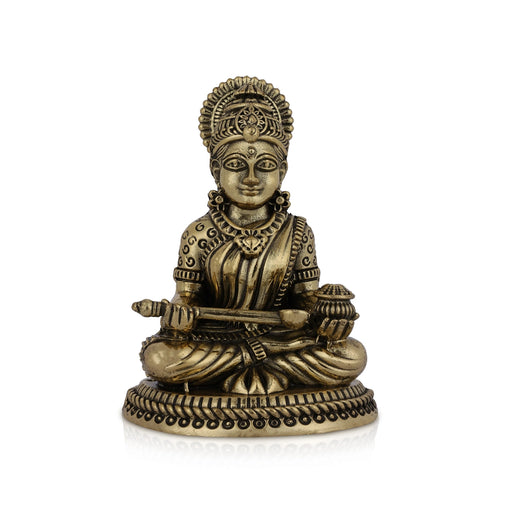 Annapoorani Murti - 3 x 2 inches | Antique Brass Idol/ Annapurani Devi/ Annapurna Idol For Pooja - Brass Murties