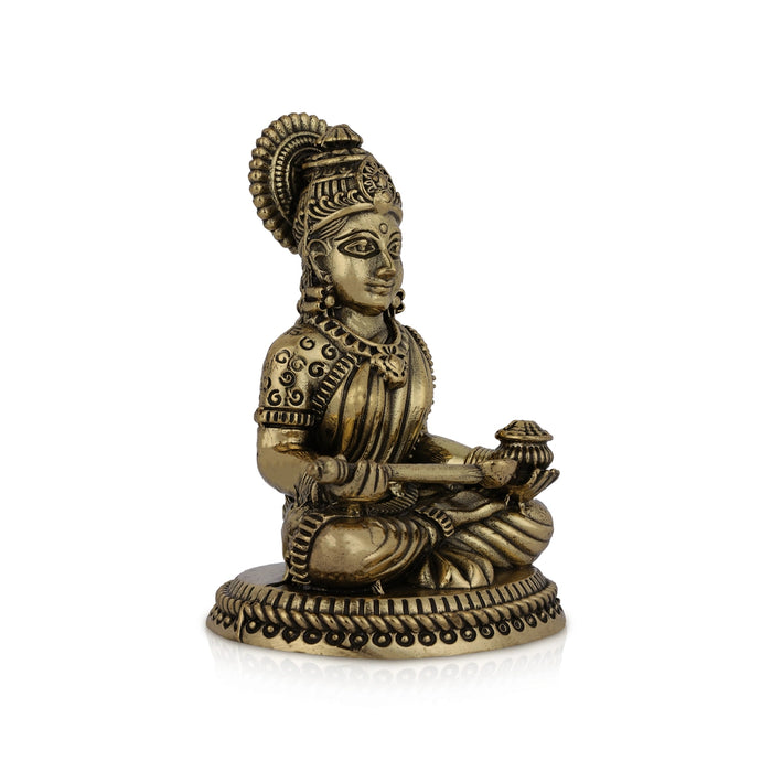 Annapoorani Murti - 3 x 2 inches | Antique Brass Idol/ Annapurani Devi/ Annapurna Idol For Pooja - Brass Murties