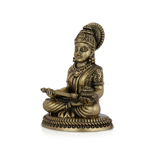 Annapoorani Murti - 3 x 2 inches | Antique Brass Idol/ Annapurani Devi/ Annapurna Idol For Pooja - Brass Murties