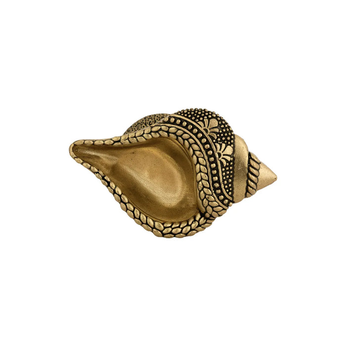 Brass Diya with Base – 1.5 x 3 Inches | Shankh Design Brass Deepam / Agal Vilakku / Pooja Oil Lamp