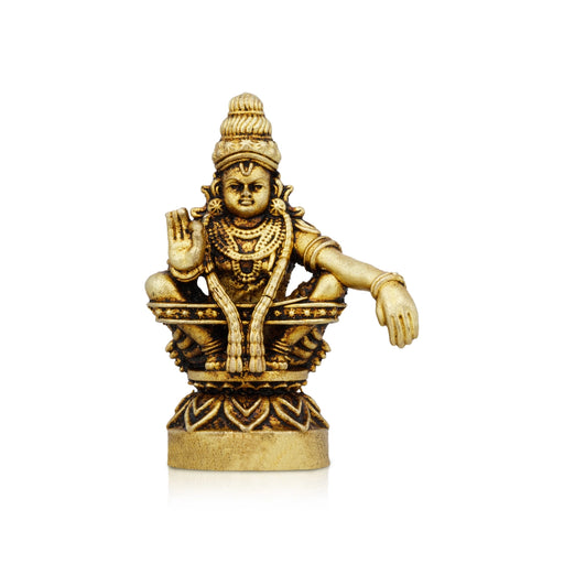 Ayyappan Statue Sitting On Base - 2 x 1.5 Inches | Brass Idol/ Ayyappan Vigraham for Pooja - Brass Murties