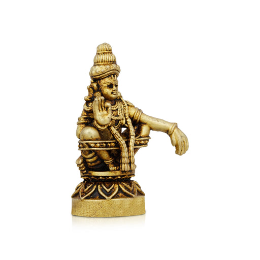 Ayyappan Statue Sitting On Base - 2 x 1.5 Inches | Brass Idol/ Ayyappan Vigraham for Pooja - Brass Murties
