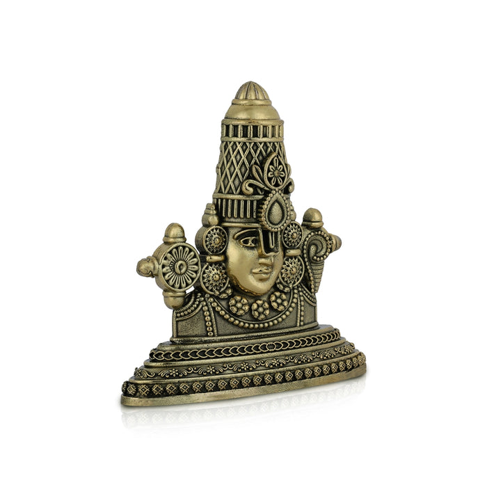 Balaji Head Wall Hanging - 4 x 2 inches | Antique Brass Idol/ Lord perumal / Devotional Wall Décor for Home, Office or Pooja Room - Wall Hanging