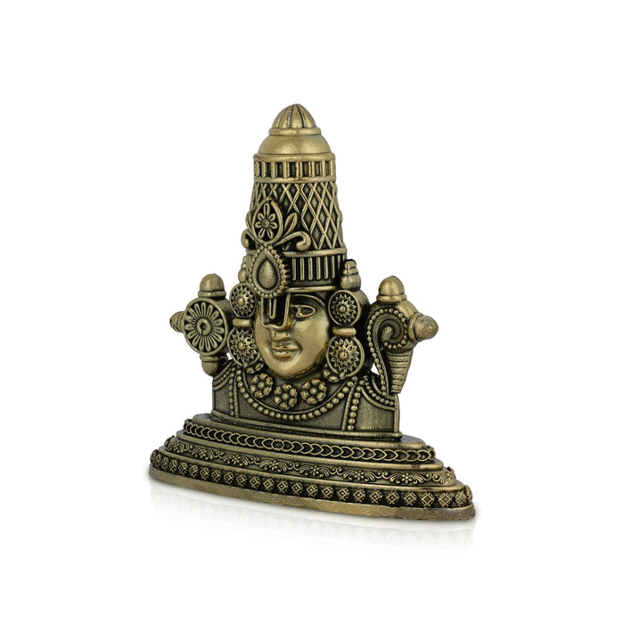 Balaji Head Wall Hanging - 4 x 2 inches | Antique Brass Idol/ Lord perumal / Devotional Wall Décor for Home, Office or Pooja Room - Wall Hanging
