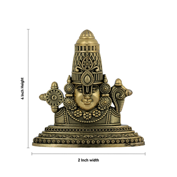 Balaji Head Wall Hanging - 4 x 2 inches | Antique Brass Idol/ Lord perumal / Devotional Wall Décor for Home, Office or Pooja Room - Wall Hanging