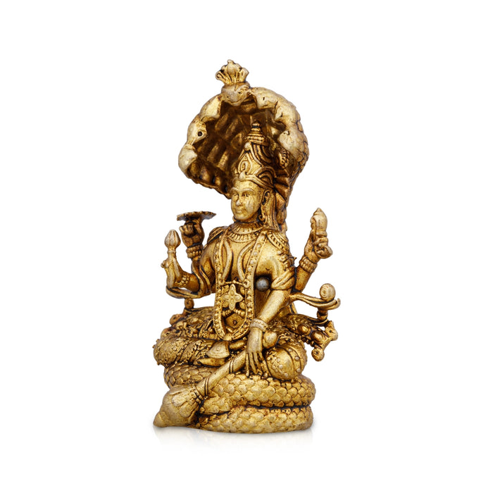 Vishnu Murti Sitting On Sheshnag - 2.25 x 1.25 Inches | Brass Idol/ Vishnu Statue for Pooja - Brass Murties