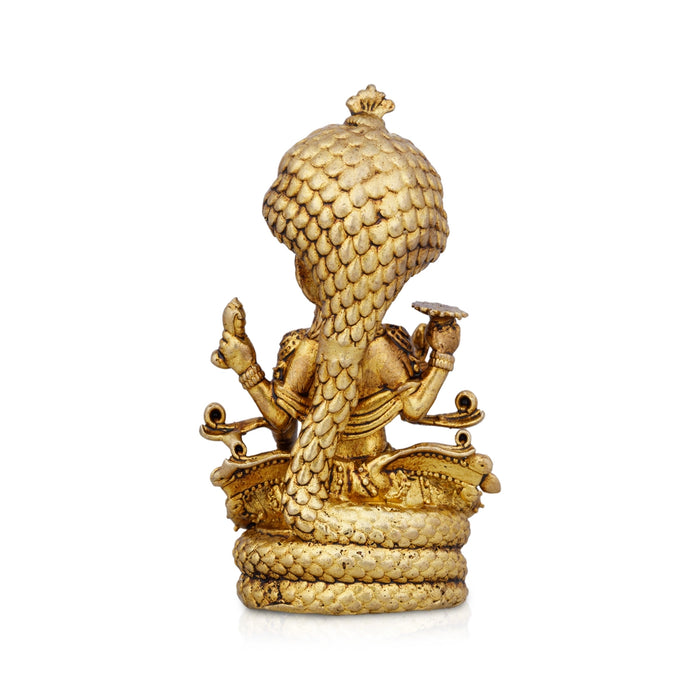 Vishnu Murti Sitting On Sheshnag - 2.25 x 1.25 Inches | Brass Idol/ Vishnu Statue for Pooja - Brass Murties