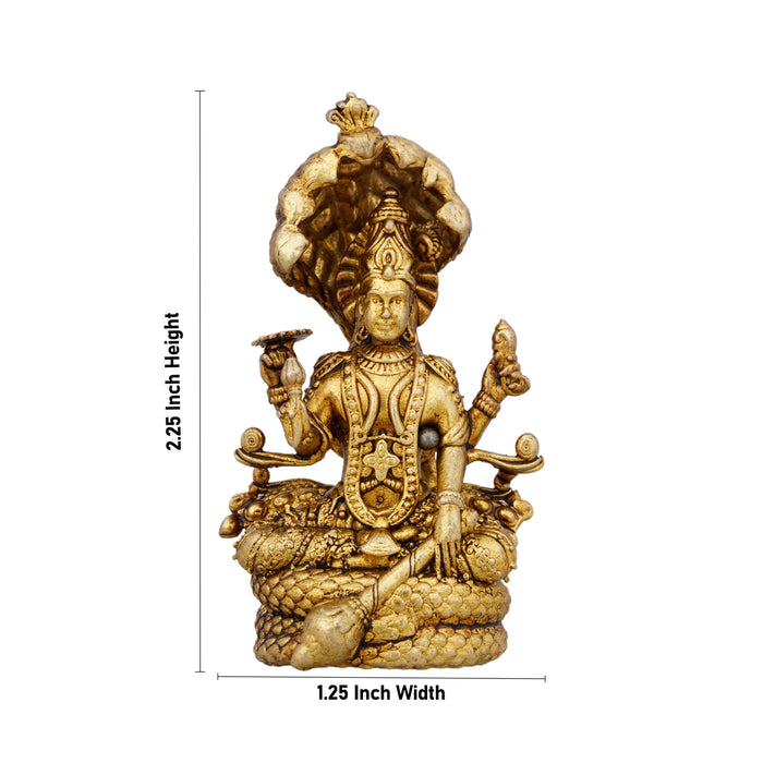 Vishnu Murti Sitting On Sheshnag - 2.25 x 1.25 Inches | Brass Idol/ Vishnu Statue for Pooja - Brass Murties