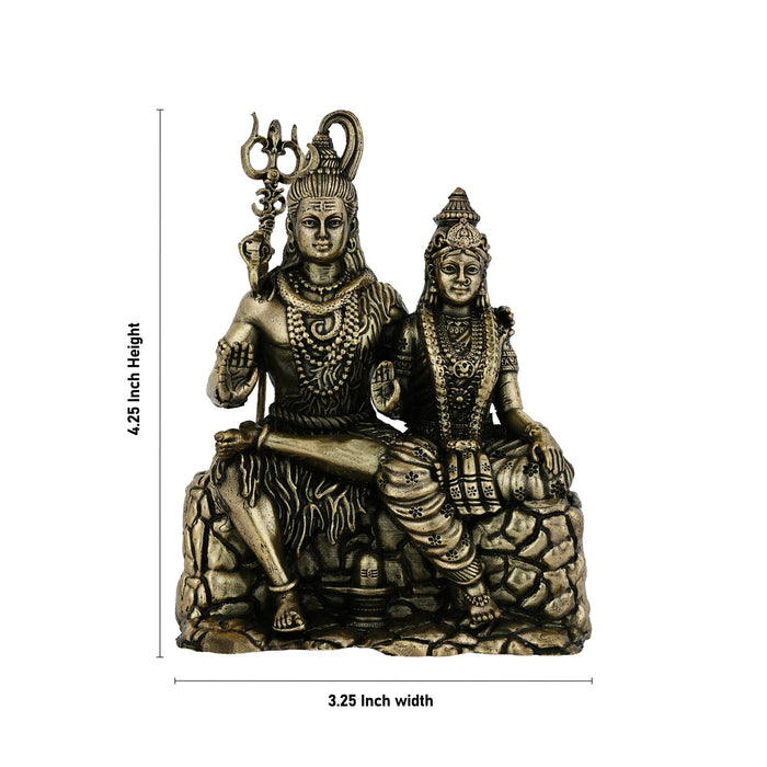 Shivan Parvathi Murti - 4.25 x 3.25 Inches | Antique Brass Idol/ Shiva Parvati Statue / Shiva Parvathi Statue for Pooja