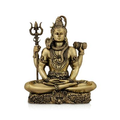 Shiva Statue – 6 x 4.2 Inches | Antique Brass Shiv Murti / Mahadev Idol for Home & Pooja Decor