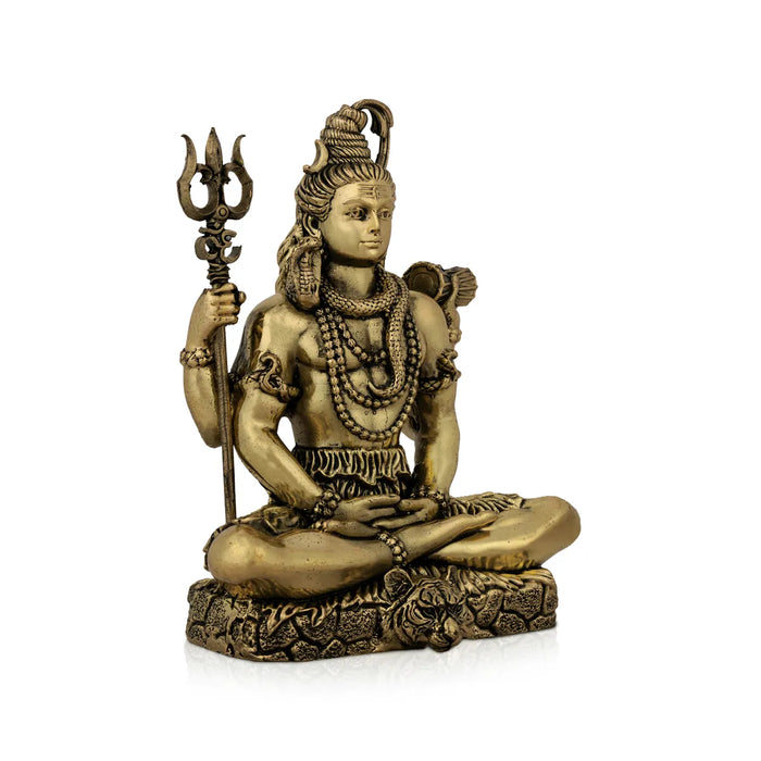Shiva Statue – 6 x 4.2 Inches | Antique Brass Shiv Murti / Mahadev Idol for Home & Pooja Decor