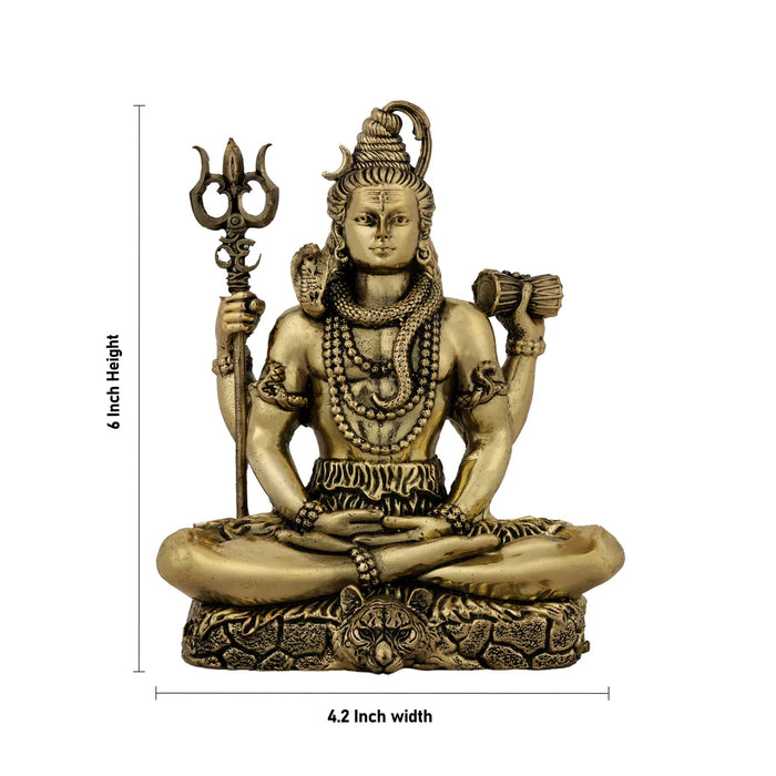 Shiva Statue – 6 x 4.2 Inches | Antique Brass Shiv Murti / Mahadev Idol for Home & Pooja Decor