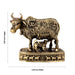 Brass Cow & Calf Idol With Base - 5.25 x 6.25 Inches | Antique Idol/ Kamadhenu Idol for Pooja - Brass Murties