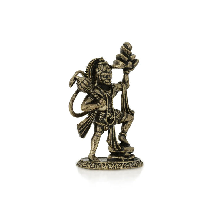 Sanjeevi Hanuman Murti – 1 X 0.75 Inches | Antique Brass Idol / Anjaneya Statue For Home Pooja & Protection