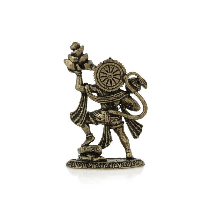 Sanjeevi Hanuman Murti – 1 X 0.75 Inches | Antique Brass Idol / Anjaneya Statue For Home Pooja & Protection