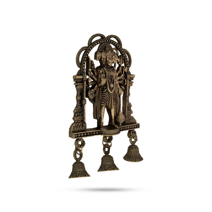 Panchamukhi Hanuman Wall Hanging – 7 x 4.25 Inches | Brass Hanuman Statue Decor with Bells / Vastu Hanging for Home