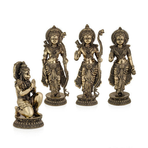 Ramar Murti Set - 10 x 3 Inches | Antique Brass Statue/ Sita Ram Laxman Hanuman/ Ram Darbar Idol for Pooja - Brass Murties