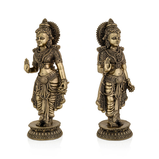 Ramar Murti Set - 10 x 3 Inches | Antique Brass Statue/ Sita Ram Laxman Hanuman/ Ram Darbar Idol for Pooja - Brass Murties