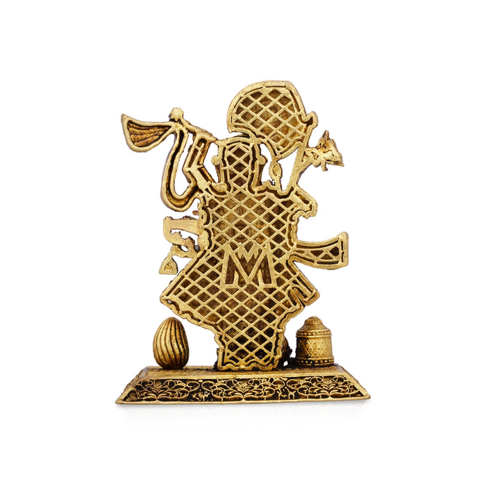 Bihari Shrinathji Murti Standing On Base - 4.5 x 3.5 Inches | Antique Brass Idol/ Krishna Murti for Pooja - Brass Murties